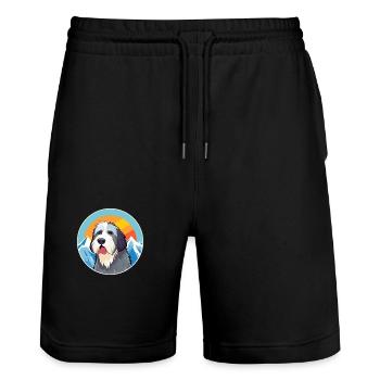 Picardie Schäferhund Hund Rasse Cartoon Kawaii Watercol - Stanley/Stella Unisex Bio Joggingshorts Trainer  - Schwarz - Vorne - Nik (191cm) & Marisol (170cm)