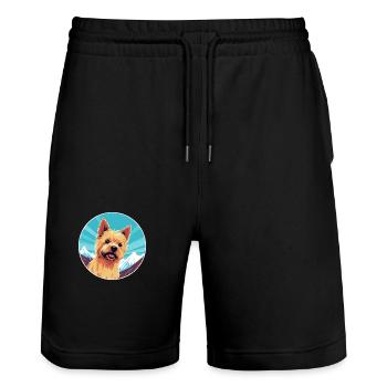 Norwich Terrier chien race Cartoon Kawaii Watercolo - Short de jogging bio TRAINER Stanley/Stella unisexe - noir - Devant - Nik (191cm) & Marisol (170cm)