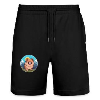Pommersche Hunderasse Karikatur Kawaii Aquarell - Stanley/Stella Unisex Bio Joggingshorts Trainer  - Schwarz - Vorne - Nik (191cm) & Marisol (170cm)