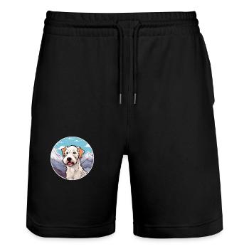 Sealyham Terrier Dog Breed Cartoon Kawaii Watercol - Stanley/Stella Trainer Unisex Organic Jogging Shorts - black - Front - Nik (191cm) & Marisol (170cm)