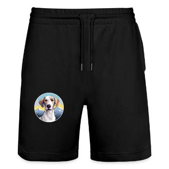 Sloughi Dog Breed Cartoon Kawaii Watercolor - Stanley/Stella Trainer Unisex Organic Jogging Shorts - black - Front - Nik (191cm) & Marisol (170cm)