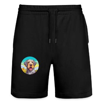 Slowakische Cuvac Hunderasse Karikatur Kawaii Aquarell - Stanley/Stella Unisex Bio Joggingshorts Trainer  - Schwarz - Vorne - Nik (191cm) & Marisol (170cm)