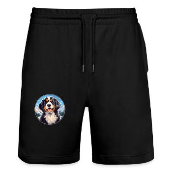 Wetterhoun Hunderasse Karikatur Kawaii Aquarell - Stanley/Stella Unisex Bio Joggingshorts Trainer  - Schwarz - Vorne - Nik (191cm) & Marisol (170cm)