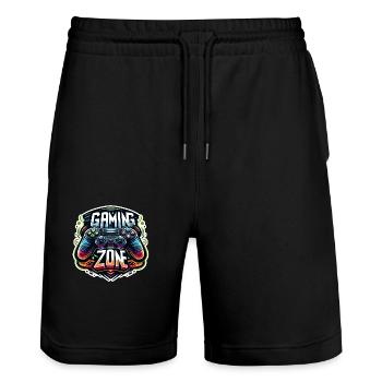 Gaming Zone - Controller Illustration - Stanley/Stella Unisex Bio Joggingshorts Trainer  - Schwarz - Vorne - Nik (191cm) & Marisol (170cm)