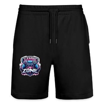 Gaming Zone - Controller Illustration - Stanley/Stella Unisex Bio Joggingshorts Trainer  - Schwarz - Vorne - Nik (191cm) & Marisol (170cm)