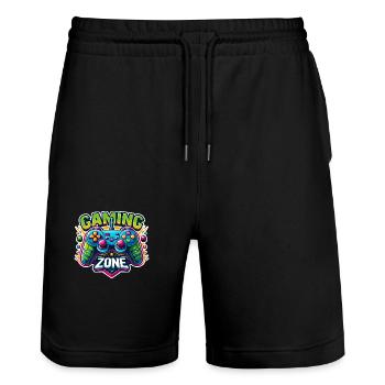 Gaming Zone - Controller Illustration - Stanley/Stella Unisex Bio Joggingshorts Trainer  - Schwarz - Vorne - Nik (191cm) & Marisol (170cm)