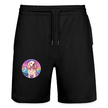 American Cocker Spaniel chien race Cartoon Kawaii W - Short de jogging bio TRAINER Stanley/Stella unisexe - noir - Devant - Nik (191cm) & Marisol (170cm)