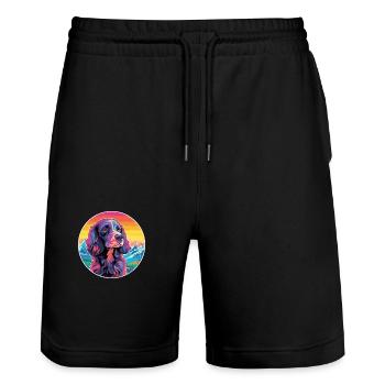 Boykin Spaniel Dog Breed Cartoon Kawaii Watercolor - Stanley/Stella Trainer Unisex Organic Jogging Shorts - black - Front - Nik (191cm) & Marisol (170cm)