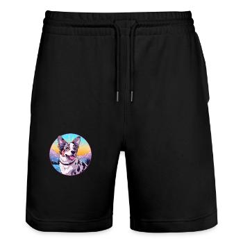 Australischer Stumpy Tail Cattle Dog Rasse Cartoon Ka - Stanley/Stella Unisex Bio Joggingshorts Trainer  - Schwarz - Vorne - Nik (191cm) & Marisol (170cm)