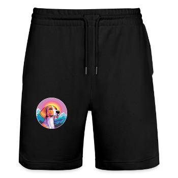 Azawakh Dog Breed Cartoon Kawaii Watercolor - Stanley/Stella Trainer Unisex Organic Jogging Shorts - black - Front - Nik (191cm) & Marisol (170cm)