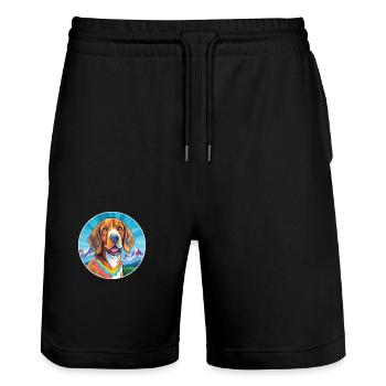 Bavarian Mountain Hound Dog Breed Cartoon Kawaii W - Stanley/Stella Trainer Unisex Organic Jogging Shorts - black - Front - Nik (191cm) & Marisol (170cm)