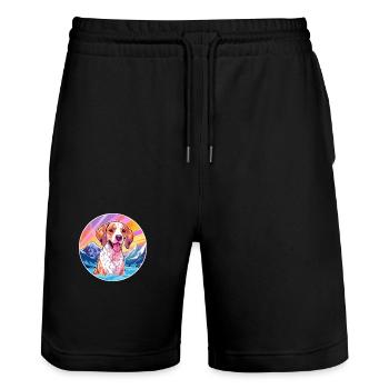 Braque Du Bourbonnais Race De Chien Cartoon Kawaii Wat - Short de jogging bio TRAINER Stanley/Stella unisexe - noir - Devant - Nik (191cm) & Marisol (170cm)