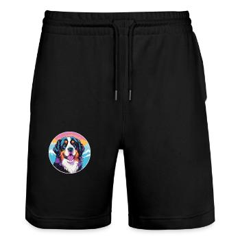 Bouvier bernois race Cartoon Kawaii Watercol - Short de jogging bio TRAINER Stanley/Stella unisexe - noir - Devant - Nik (191cm) & Marisol (170cm)