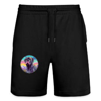 Cane Corso chien race dessin animé Kawaii aquarelle - Short de jogging bio TRAINER Stanley/Stella unisexe - noir - Devant - Nik (191cm) & Marisol (170cm)