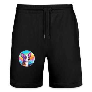 Decker Ratte Terrier Hunderasse Cartoon Kawaii Waterc - Stanley/Stella Unisex Bio Joggingshorts Trainer  - Schwarz - Vorne - Nik (191cm) & Marisol (170cm)