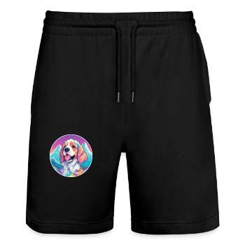 Cesky Fousek chien race dessin animé Kawaii aquarelle - Short de jogging bio TRAINER Stanley/Stella unisexe - noir - Devant - Nik (191cm) & Marisol (170cm)