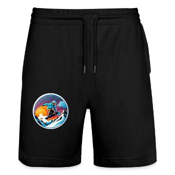 Snowboarden, Schnee und Skifahren - Stanley/Stella Unisex Bio Joggingshorts Trainer  - Schwarz - Vorne - Nik (191cm) & Marisol (170cm)