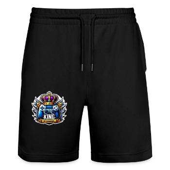 King of Gaming - Controller and Crown Illustration - Stanley/Stella Trainer Unisex Organic Jogging Shorts - black - Front - Nik (191cm) & Marisol (170cm)