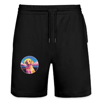Labrador Retriever Hund Rasse Cartoon Kawaii Waterc - Stanley/Stella Unisex Bio Joggingshorts Trainer  - Schwarz - Vorne - Nik (191cm) & Marisol (170cm)