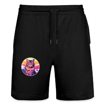 Havanna Braune Katze Bunte Karikatur Aquarell Illus - Stanley/Stella Unisex Bio Joggingshorts Trainer  - Schwarz - Vorne - Nik (191cm) & Marisol (170cm)