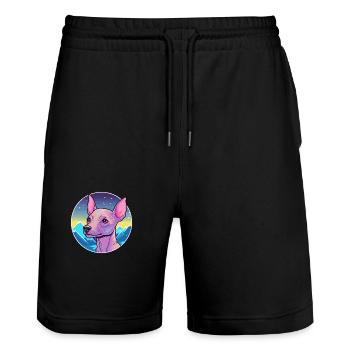 Mexikanische haarlose Hunderasse Cartoon Kawaii Watercol - Stanley/Stella Unisex Bio Joggingshorts Trainer  - Schwarz - Vorne - Nik (191cm) & Marisol (170cm)