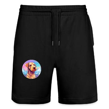 Welsh Terrier Dog Breed Cartoon Kawaii Watercolor - Stanley/Stella Trainer Unisex Organic Jogging Shorts - black - Front - Nik (191cm) & Marisol (170cm)