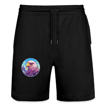 Falke Aquarell Karikatur Kawaii Haustier Tier Bunt - Stanley/Stella Unisex Bio Joggingshorts Trainer  - Schwarz - Vorne - Nik (191cm) & Marisol (170cm)
