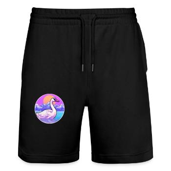 Oie Aquarelle Dessin Animé Kawaii Animal De Compagnie Colorfu - Short de jogging bio TRAINER Stanley/Stella unisexe - noir - Devant - Nik (191cm) & Marisol (170cm)