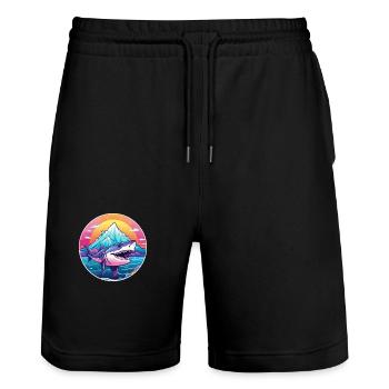 Shark Watercolor Cartoon Kawaii Pet Animal Colorfu - Stanley/Stella Trainer Unisex Organic Jogging Shorts - black - Front - Nik (191cm) & Marisol (170cm)