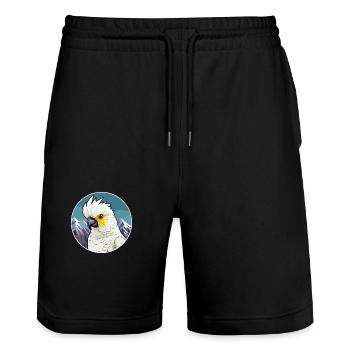 Cacatoès aquarelle dessin animé kawaii animal de compagnie animal Colo - Short de jogging bio TRAINER Stanley/Stella unisexe - noir - Devant - Nik (191cm) & Marisol (170cm)
