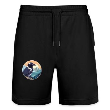 Elster Aquarell Karikatur Kawaii Haustier Tier Farbe - Stanley/Stella Unisex Bio Joggingshorts Trainer  - Schwarz - Vorne - Nik (191cm) & Marisol (170cm)