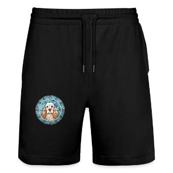 Clumber Spaniel Dog Breed Stained Glass Colorful W - Stanley/Stella Trainer Unisex Organic Jogging Shorts - black - Front - Nik (191cm) & Marisol (170cm)