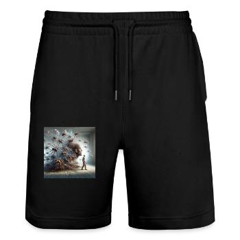 Spinnenmann - Stanley/Stella Unisex Bio Joggingshorts Trainer  - Schwarz - Vorne - Nik (191cm) & Marisol (170cm)