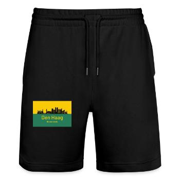The Hague - Netherlands - Stanley/Stella Trainer Unisex Organic Jogging Shorts - black - Front - Nik (191cm) & Marisol (170cm)