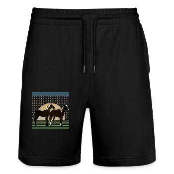 Chevaux - Short de jogging bio TRAINER Stanley/Stella unisexe - noir - Devant - Nik (191cm) & Marisol (170cm)