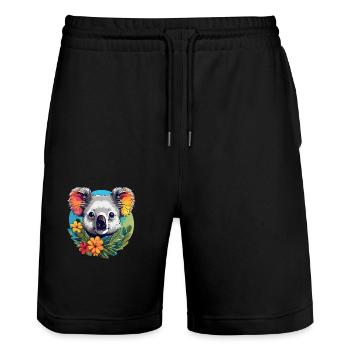 Koala - Stanley/Stella Unisex Bio Joggingshorts Trainer  - Schwarz - Vorne - Nik (191cm) & Marisol (170cm)