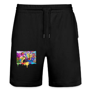 Graffiti Street Art T-Shirt - Short de jogging bio TRAINER Stanley/Stella unisexe - noir - Devant - Nik (191cm) & Marisol (170cm)