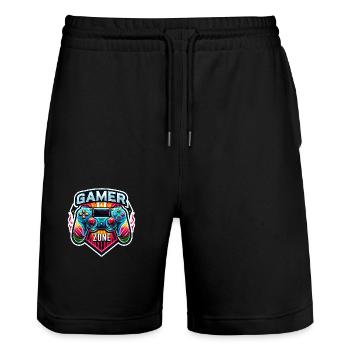 Gamer Zone - Controller Illustration - Stanley/Stella Trainer Unisex Organic Jogging Shorts - black - Front - Nik (191cm) & Marisol (170cm)
