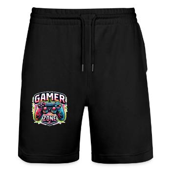 Gamer Zone - Controller Illustration - Stanley/Stella Trainer Unisex Organic Jogging Shorts - black - Front - Nik (191cm) & Marisol (170cm)