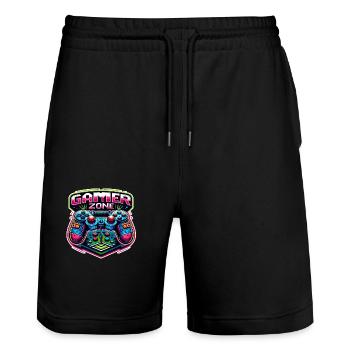 Gamer Zone - Controller Illustration - Stanley/Stella Trainer Unisex Organic Jogging Shorts - black - Front - Nik (191cm) & Marisol (170cm)
