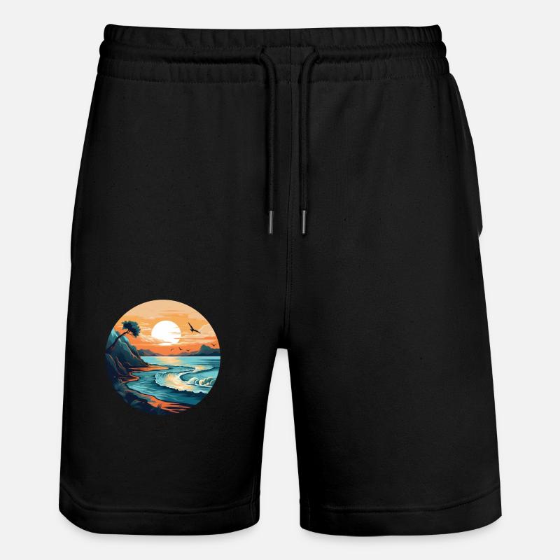Coucher de soleil sur l’océan - Short de jogging bio TRAINER Stanley/Stella unisexe - noir