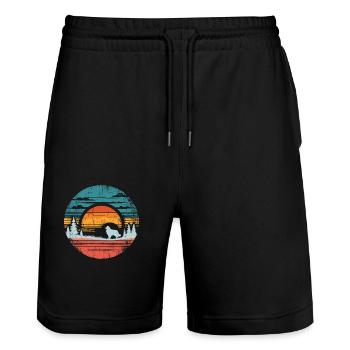 Berger australien Vintage coucher de soleil - Short de jogging bio TRAINER Stanley/Stella unisexe - noir - Devant - Nik (191cm) & Marisol (170cm)