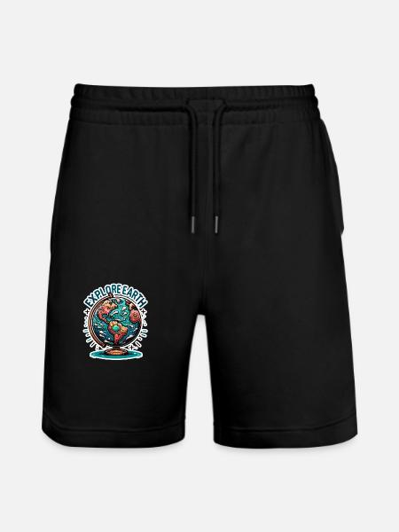 Explore Earth - Erde Illustration - Stanley/Stella Trainer Unisex Organic Jogging Shorts - black