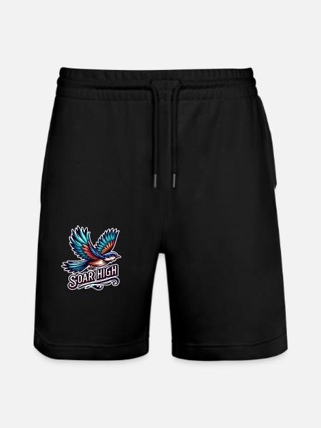Soar High - bird illustration - Stanley/Stella Trainer Unisex Organic Jogging Shorts - black