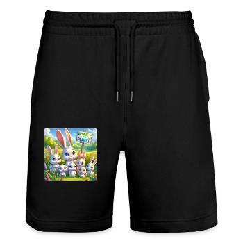 Famille de lapins - Short de jogging bio TRAINER Stanley/Stella unisexe - noir - Devant - Nik (191cm) & Marisol (170cm)