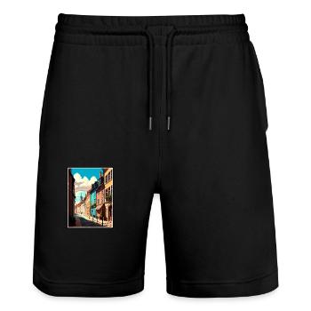 Dijon Frankreich Vintage Reiseposter WPA Souvenir - Stanley/Stella Unisex Bio Joggingshorts Trainer  - Schwarz - Vorne - Nik (191cm) & Marisol (170cm)