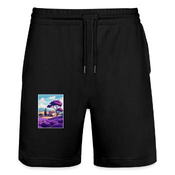 Provence Frankreich Vintage Reiseposter WPA Souvenir - Stanley/Stella Unisex Bio Joggingshorts Trainer  - Schwarz - Vorne - Nik (191cm) & Marisol (170cm)