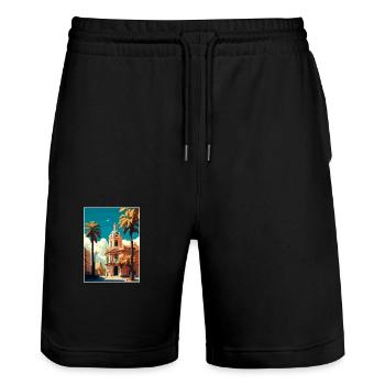 Valencia Spain Vintage Travel Poster WPA Souvenir - Stanley/Stella Trainer Unisex Organic Jogging Shorts - black - Front - Nik (191cm) & Marisol (170cm)