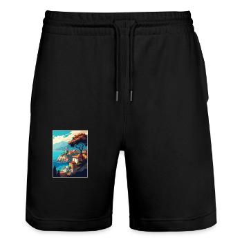 Antalya Décoration Turquie Affiche de voyage Vintage - Short de jogging bio TRAINER Stanley/Stella unisexe - noir - Devant - Nik (191cm) & Marisol (170cm)
