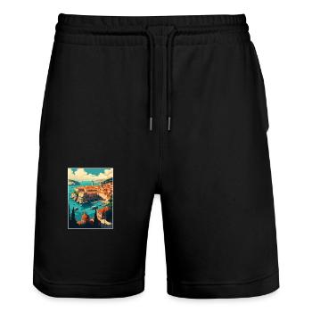 Dubrovnik Croatie Vintage voyage affiche Souvenir - Short de jogging bio TRAINER Stanley/Stella unisexe - noir - Devant - Nik (191cm) & Marisol (170cm)